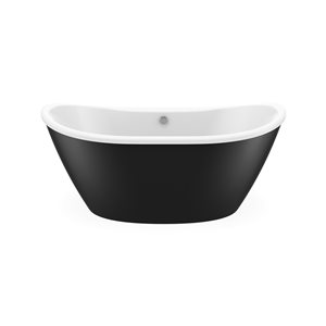 MAAX Delsia 60 x 32 x 26.5-in Oval Black Acrylic Freestanding Bathtub with Back Centre Drain