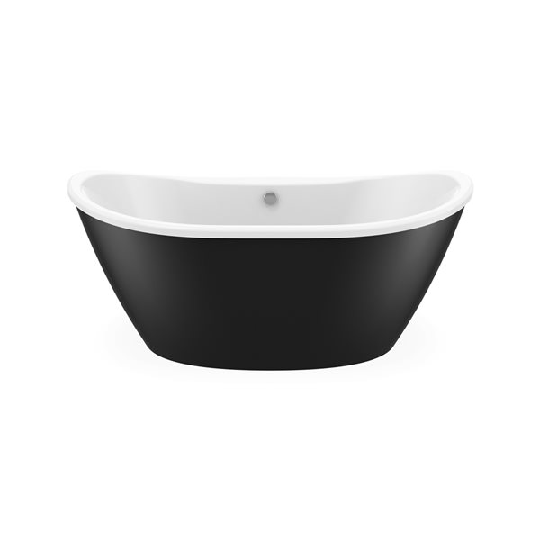 Baignoire autoportante Delsia par MAAX ovale acrylique noir 60 x 32 x 26,5 po drain central arrière