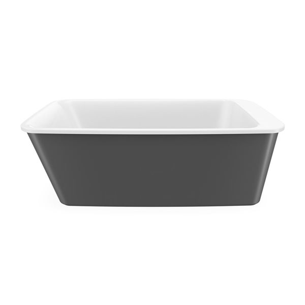 Baignoire autoportante Lounge par MAAX rectangulaire en acrylX gris foudre de 64 po x 34 po avec drain réversible