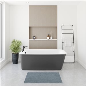 MAAX Lounge 64-in x 34-in Rectangular Thunder Grey AcrylX Freestanding Bathtub with Reversible Drain