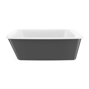 Baignoire autoportante Lounge par MAAX rectangulaire en acrylX gris foudre de 64 po x 34 po avec drain réversible