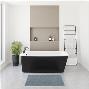 MAAX Lounge 64-in x 34-in Rectangular Black AcrylX Freestanding Bathtub with Reversible Drain