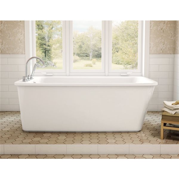 MAAX Lounge 64 x 34-in Rectangular White Acrylic Freestanding Bathtub with Reversible Drain