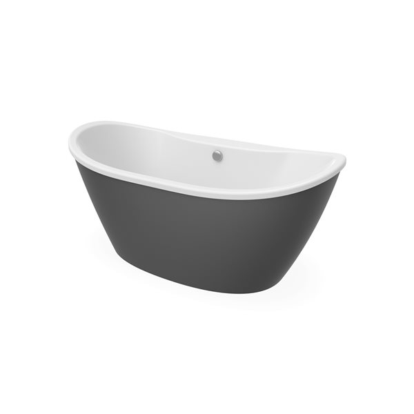 Baignoire autoportante Delsia par MAAX ovale en AcrylX gris foudre de 66 po x 36 po x 26,5 po avec drain central arrière