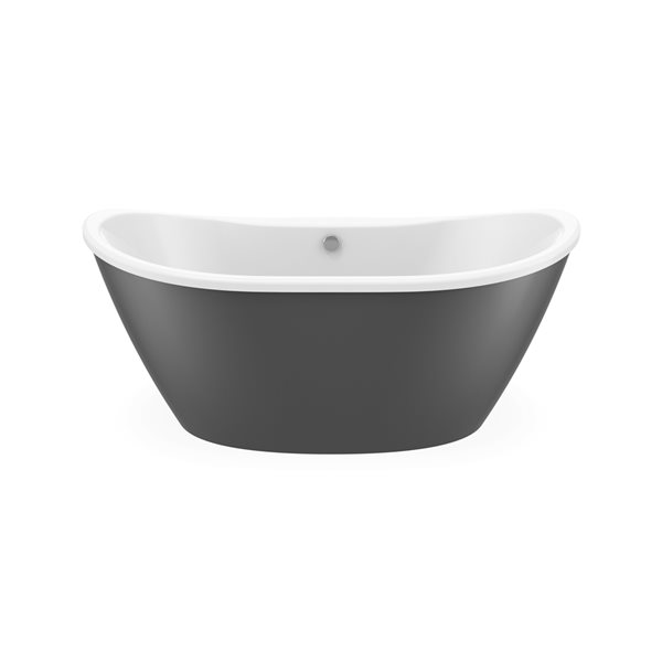 Baignoire autoportante Delsia par MAAX ovale en AcrylX gris foudre de 66 po x 36 po x 26,5 po avec drain central arrière