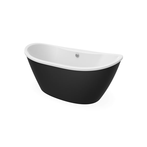 MAAX Delsia 66-in x 36-in x 26.5-in Oval Black AcrylX Freestanding Bathtub with Back Centre Drain