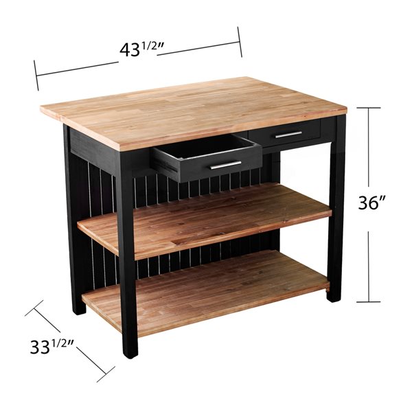 Southern Enterprises Laucos Black and Natural Metal Acacia Kitchen Set