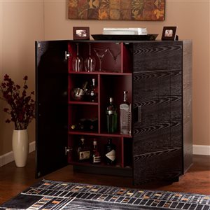 Southern Enterprises Agnes 36-in x 40.5-in Composite Black Rectangle Bar Cabinet