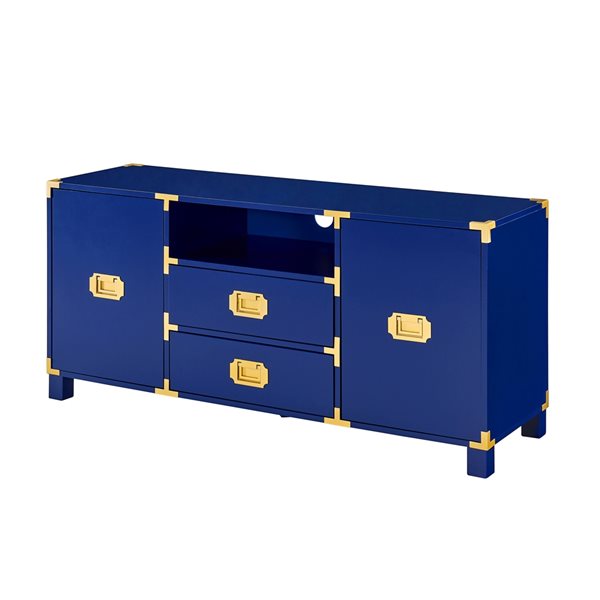 Meuble multimédia Chancer en bois d'ingénierie bleu marine par Southern Enterprises