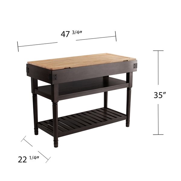Southern Enterprises Brown Composite Base with Wooden Top Kitchen Islands (22.25-in x 47.75-in x 35-in)