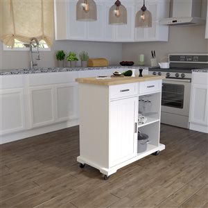 Southern Enterprises White Composite Wood Kitchen Islands (18-in x 37.5-in x 36.25-in)