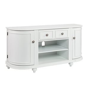 Southern Enterprises Fontaine White with Brushed Silver Hardware Traditional Engineered Wood Media Cabinet