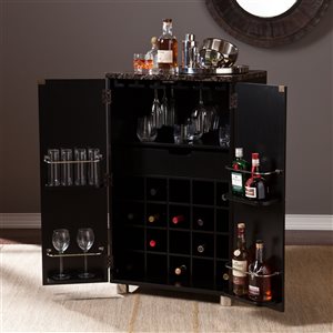 Southern Enterprises Grapevine 24-in x 40-in Composite Black Rectangle Bar Cabinet