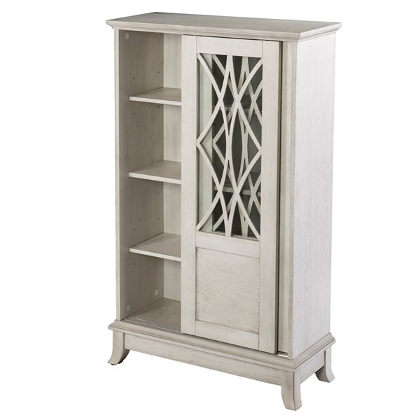 Southern Enterprises Totwich Distressed White Poplar Slinding-Door Cabinet