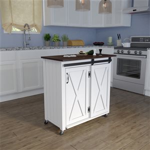 Southern Enterprises White Composite Wood Kitchen Carts (18-in x 35-in x 35.75-in)