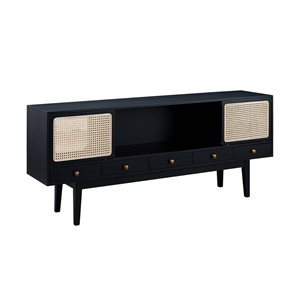 Southern Enterprises Simms Black and Natural Mid-century Modern Engineered Wood Media Cabinet