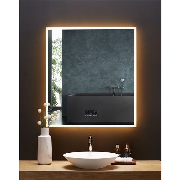 Ancerre Designs Immersion 36-in LED Lighted Fog Free Rectangular Frameless Bathroom Mirror