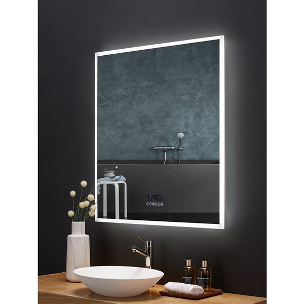 Ancerre Designs Immersion 36-in LED Lighted Fog Free Rectangular Frameless Bathroom Mirror