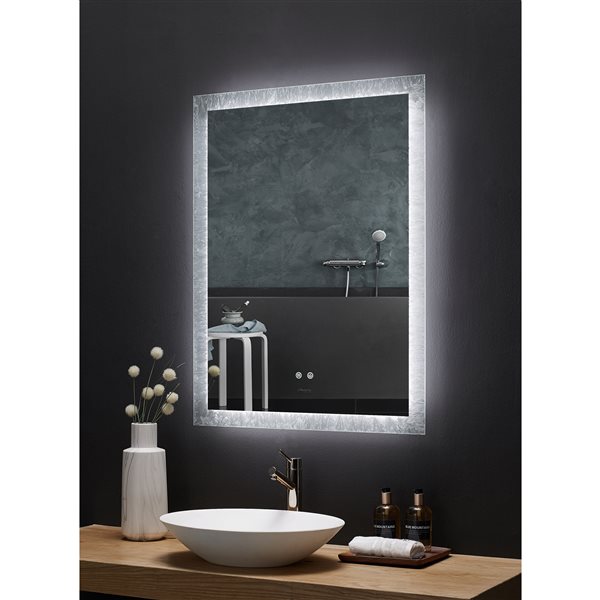 Ancerre Designs Frysta 24-in LED Lighted Fog Free Rectangular Frameless Bathroom Mirror