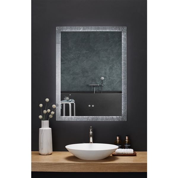 Ancerre Designs Frysta 24-in LED Lighted Fog Free Rectangular Frameless Bathroom Mirror