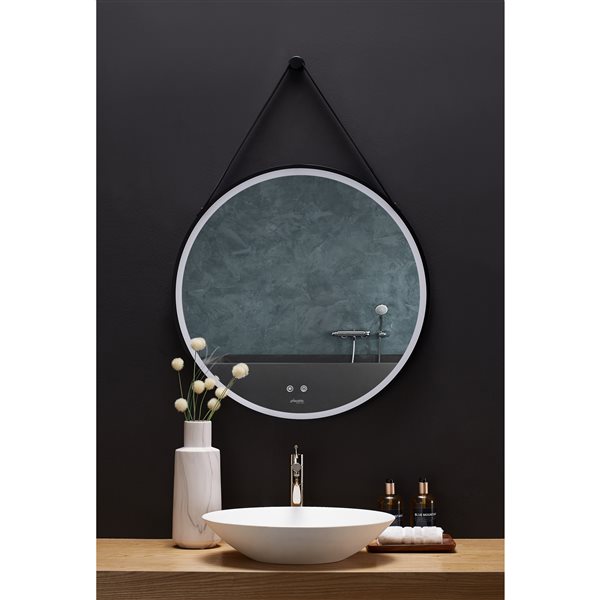 Ancerre Designs Sangle 24-in LED Lighted Fog Free Round Bathroom Mirror