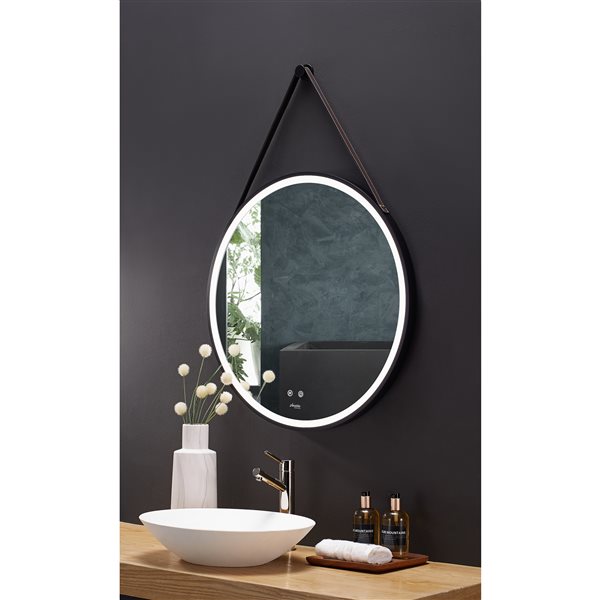 Ancerre Designs Sangle 24-in LED Lighted Fog Free Round Bathroom Mirror
