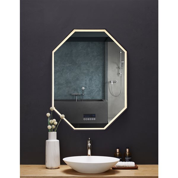 Ancerre Designs Otto 30-in LED Lighted Fog Free Octagonal Bathroom Mirror