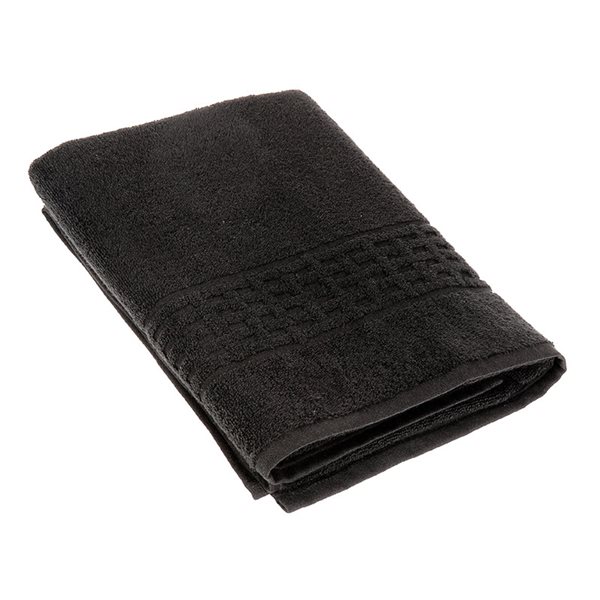 Ens. de serviettes de bain Basketweave par iH casadécor en coton noir, 2 mcx