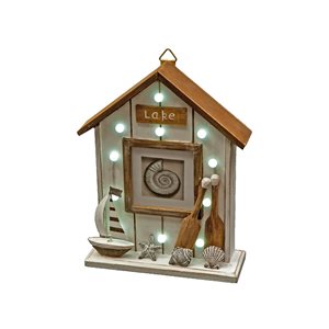 IH Casa Decor Wood Vacation House with LED Lights Wall Decoration