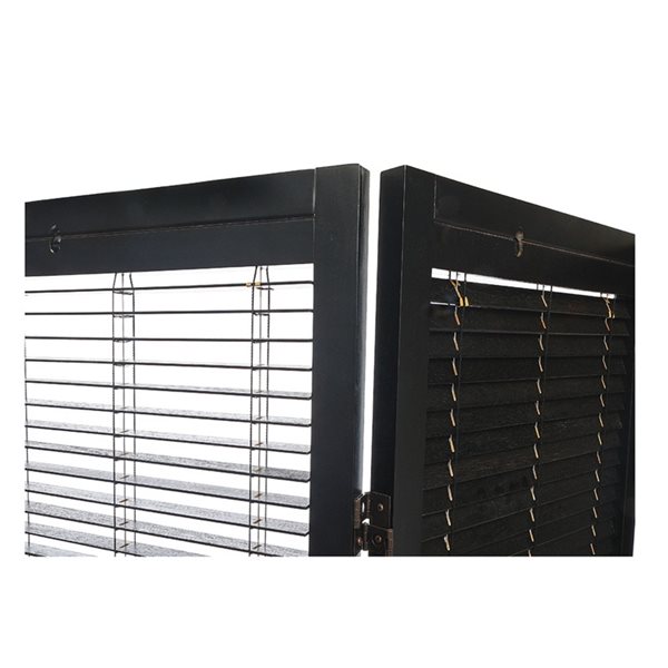 iH casadécor 3-Panel Black Wood Frame 53.15-in Privacy Screen
