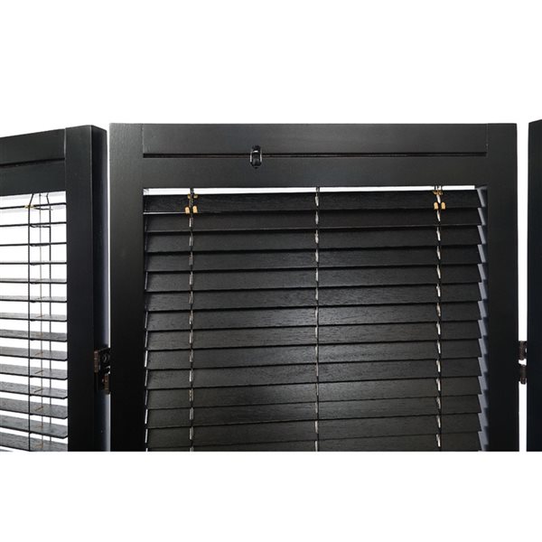 iH casadécor 3-Panel Black Wood Frame 53.15-in Privacy Screen