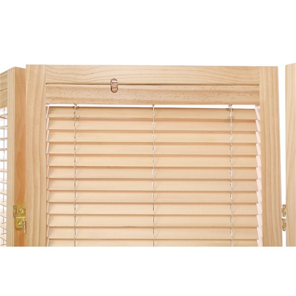 iH casadécor 3-Panel Natural Wood Frame 53.15-in Privacy Screen