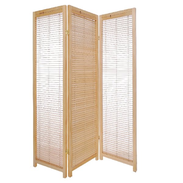 iH casadécor 3-Panel Natural Wood Frame 53.15-in Privacy Screen