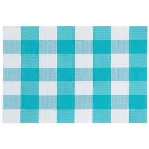 IH Casa Decor Teal Plaid 18-in x 12-in Plastic Placemats - Set of 12