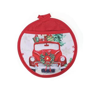 IH Casa Decor Multicoloured 8-in x 8-in Truck with Gifts Cotton Pot Holders with Pockets - Set of 6