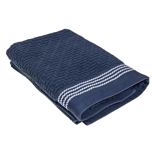 Ens. de serviettes de bain Luxury Stitch par iH casadécor bleu en coton, 2 mcx