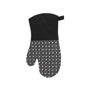 Mitaines de four avec motif géométrique noir d'IH Casa Decor en tissu de 13 po x 7 po, noir, lot de 4