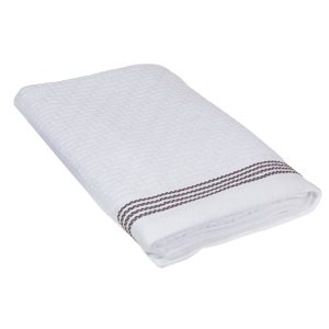 IH Casa Decor Luxury Stitch White Cotton Bath Towels - Set of 2