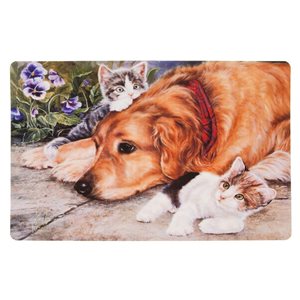 IH Casa Decor Multicoloured 16.75-in x 10.75-in Dog with Kitten Plastic Placemats - Set of 12