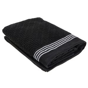 IH Casa Decor Luxury Stitch Black Cotton Bath Towels - Set of 2