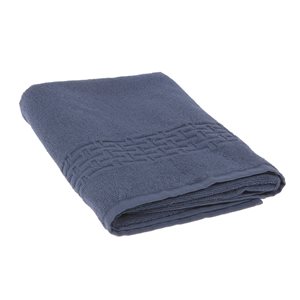 IH Casa Decor Basketweave Navy Blue Cotton Bath Towels - Set of 2