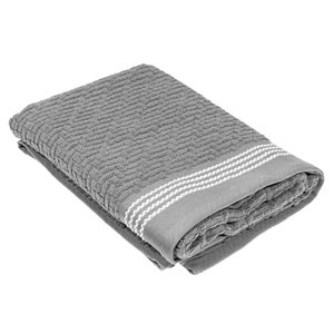 IH Casa Decor Luxury Stitch Light Grey Cotton Bath Towels - Set of 2