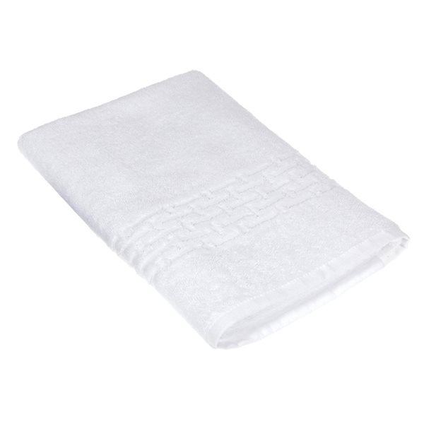 Ens. de serviettes de bain Basketweave par iH casadécor en coton blanc, 2 mcx