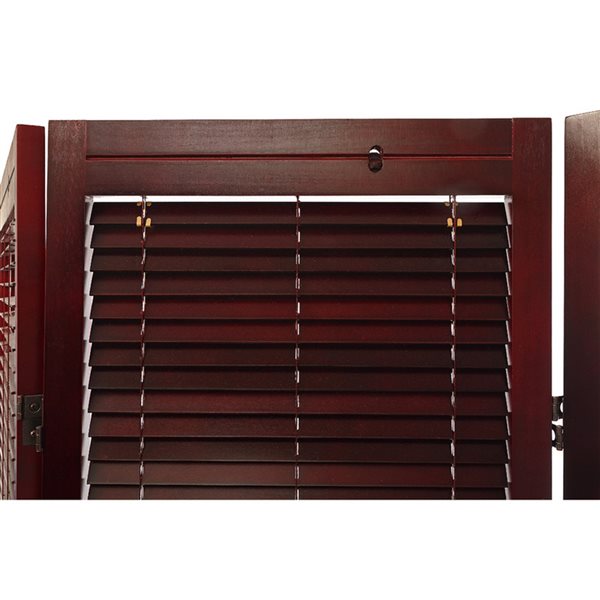 iH casadécor 3-Panel Mahogany Wood Frame 53.15-in Privacy Screen
