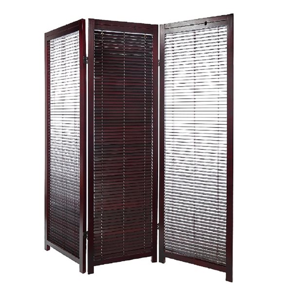 iH casadécor 3-Panel Mahogany Wood Frame 53.15-in Privacy Screen