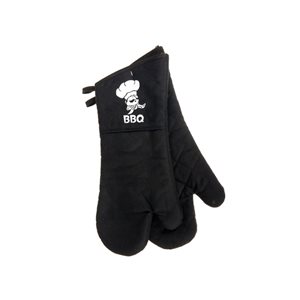 IH Casa Decor Black 16-in x 2-in Chef Fabric BBQ Oven Mitts - Set of 2