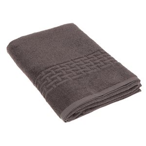 IH Casa Decor Basketweave Charcoal Grey Cotton Bath Towels - Set of 2