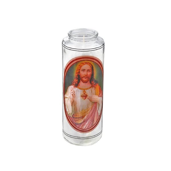 iH casadécor White Religious Candles with Jesus Emblem - Set of 2