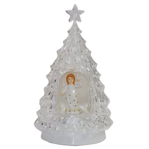 Hi-Line Gift Ltd. Clear Tree Lighted Ornament with Angel