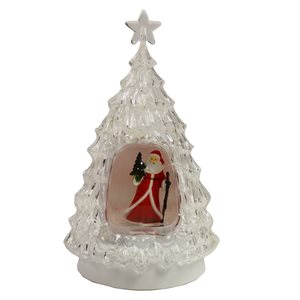 Hi-Line Gift Ltd. Clear Tree Ornament with Santa White LED light 6.7-in x 7.48-in
